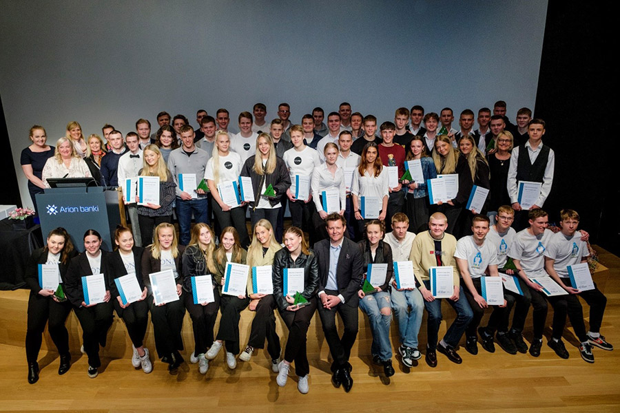 Fyrirtækið Haf vítamín frá Menntaskólanum við Sund var valið fyrirtæki ársins 2022 í Fyrirtækjasmiðju Ungra frumkvöðla - JA Iceland  - mynd